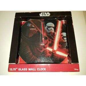 Disney Star Wars 13.75" Glass Wall Clock The Force Awakens NEW
